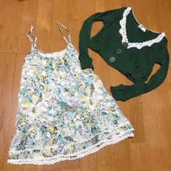 キャミソール＆カーディガン　綿２点セット　ルームウェア　パジャマ部屋着オシャレ