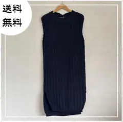 ネイビー ノースリーブ ロングニットワンピース near.nippon