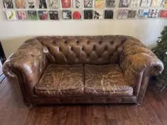 HALOハロケンジントンチェスターフィールドソファアンティーク本革2シーター2人