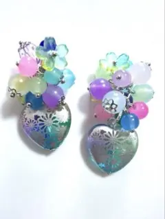 手染めビーズ ペイントビーズ ハンドメイド イヤリングピアス
