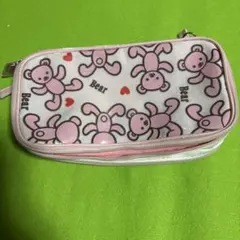 クマ柄ダブルジッパーポーチ⚠︎︎ 記名あり