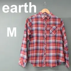 earth music&ecology レディース チェックシャツ レッド Mのサムネイル
