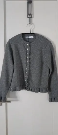 いぬさん専用ZARA フリル付きグレーカーディガン Sサイズ