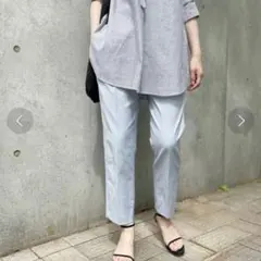 美品 Spick&Span リネンライクテーパードタックパンツ 手洗い可能 L