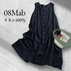 08Mab ゼロハチマブ》コットンリネン ロングワンピース ネイビー