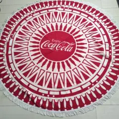 コカ・コーラ 円形ラグ フリンジ付き　インテリアマット