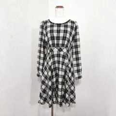 earth music&ecology　チェック柄　長袖ワンピース　裏地付き　M