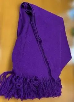 紫色 フリンジ付きストール　膝掛けにもなります