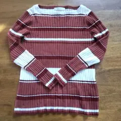 Lサイズ 赤と白のストライプ ニット