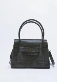 【お値下げ】ZARAクロコダイルエンボス ダブルハンドバック