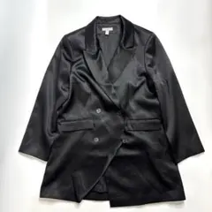 H&M エイチアンドエム　サテンテーラードダブルジャケット　ブラック　Lのサムネイル