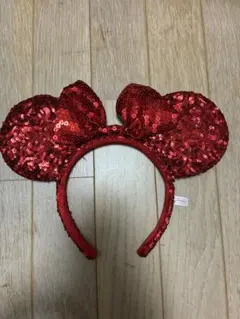 ミニー耳カチューシャ 赤 スパンコール