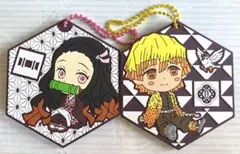 鬼滅の刃　ラバーチャーム　六角形デザイン　竈門禰豆子、我妻善逸