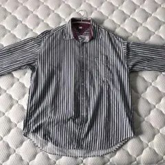 【定番】 TommyHilfiger ストライプシャツ ワンポイントロゴ 古着
