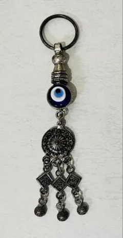トルコ　ナザールボンジュウ キーホルダー アンティーク　青