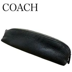 COACH ペンケース 筆箱 ロゴ型押し レザー ブラック