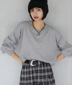 ［PAGE BOY ］チュールドッキングニットプルオーバー　グレー
