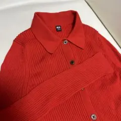 UNIQLO リブポロカーディガン レッド