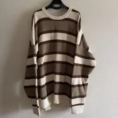 GAP XL アイボリー/ブラウン ストライプ セーター