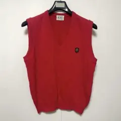 Nice Hitter ゴルフニットベスト L 赤 Vネック オンワード樫山