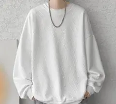 トレーナー XL 男女兼用 長袖 おしゃれ プルオーバー ゆったり ホワイト
