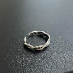 シルバー ツイストデザイン リング　指輪　S925 ダブルライン　ねじれ　フリー