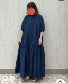 サマンサモスモス 【接触冷感】柄アソートデニム ティアードワンピース タグ付き