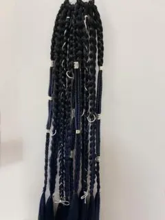 黒×ダークブルー 編み込みエクステ ロング　ダンスイベント　HANA XG
