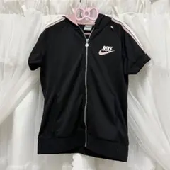 Y2K 平成 NIKE ジップアップパーカー 半袖 ブラック ピンクのサムネイル