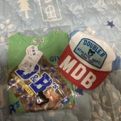 ミキハウスダブルビー新品90半袖Tシャツ、帽子2点セット