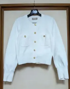 JUSGLITTY ゴールドボタンニットジャケット