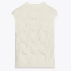 【超美品】ZARA アイボリー ケーブルニットベスト S