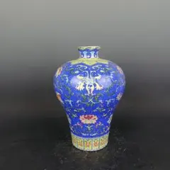 琺瑯黄地花を描いた枝付き蓮梅瓶　景徳鎮　陶磁器　装飾品　現代工芸品　美術品　置物 琺瑯黄地花を描いた枝付き蓮梅瓶 景徳鎮 陶磁器 装飾品 現代工芸品