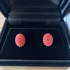 国産天然血赤珊瑚 pt950ピアス 約2ct - メルカリ