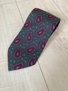 personality MILANO グリーン系ペイズリー柄 ネクタイ