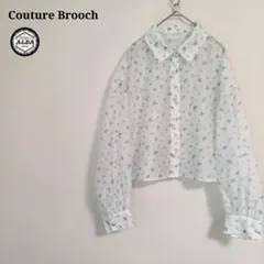 【美品】Couture brooch　ブラウス　花柄　パールボタン　白　長袖　Mのサムネイル