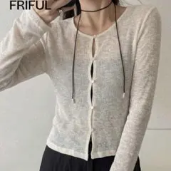 shein レディースカーディガン　FRIFULカジュアル　万能　フロントボタン