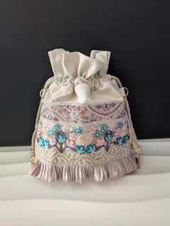 専用ページ インド刺繍 巾着 バックチャーム32 33 ポーチ カゴ 編み