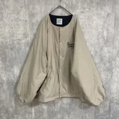 Java ジャバ　ロゴ刺繍中綿ノーカラーオーバーサイズブルゾン　ベージュ　XL