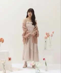 muguet tiered cotton cami op PINK BEIGE