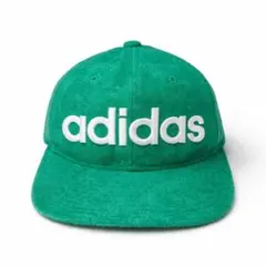 希少 80s adidas 刺繍ロゴ パイル キャップ 緑 タオル地