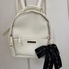 ピンクラテホワイト ミニリュック リボン付き