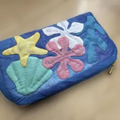 ハワイアンキルト⭐︎ラグーン⭐︎ポーチ⭐︎ミッドナイトビーチ⭐︎ハンドメイド