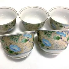 前畑陶器 庫山窯 花銀彩　湯飲み5客セット　湯呑みセット