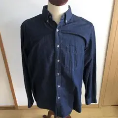 ユニクロ　UNIQLO ダークブルー ボタンダウン デニムシャツ