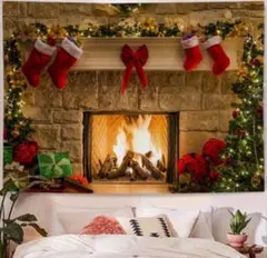 クリスマス タペストリー ツリー プレゼント 装飾 ウォールデコレーション 暖炉