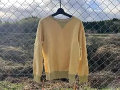 FLAT HEAD フラットヘッド　トレーナー　黄　無地　前Vのサムネイル