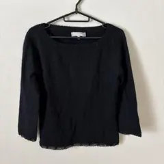 max mara ブラック　ウールアンゴラ　ビーズ　7分袖　ニット