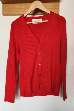 ROPE 38 リブ レッド カーディガン ロペ