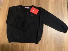 ミキハウス　サイズ100  リボンカーディガン黒　新品未使用　タグ付き